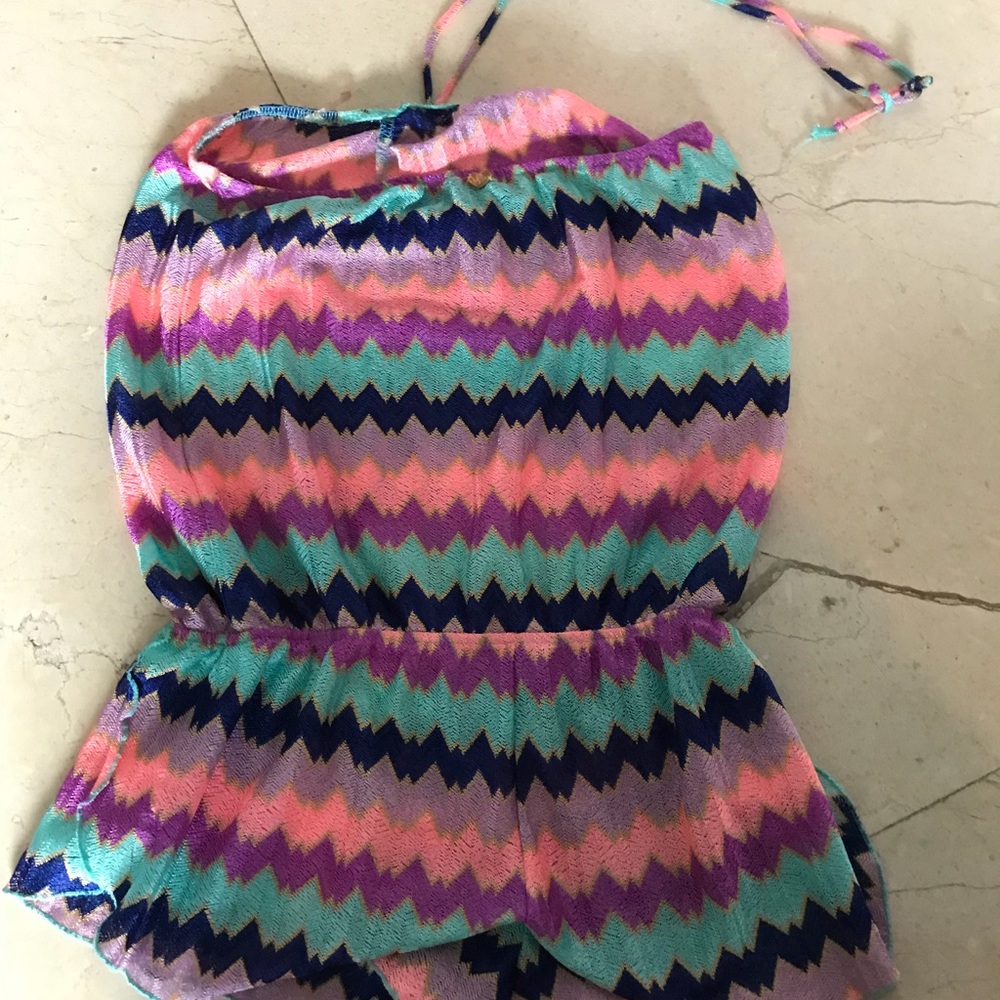 ZIG ZAG COLORFUL ROMPER / BEACH COVERUP - Picture 2 of 4